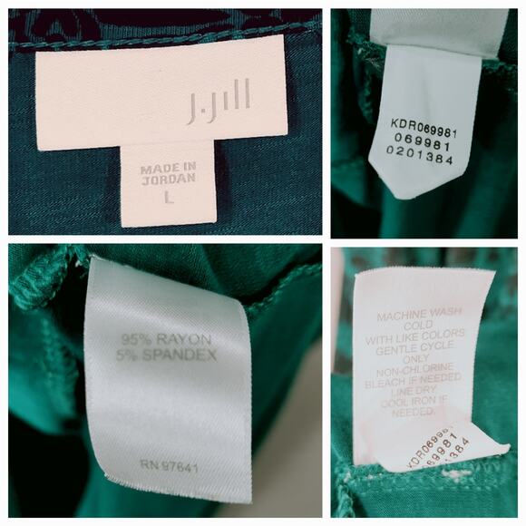 J Jill Midi Dress sz L Women Floral Hunter Green Long Sleeve Cottagecore Prairie - Picture 3 of 16